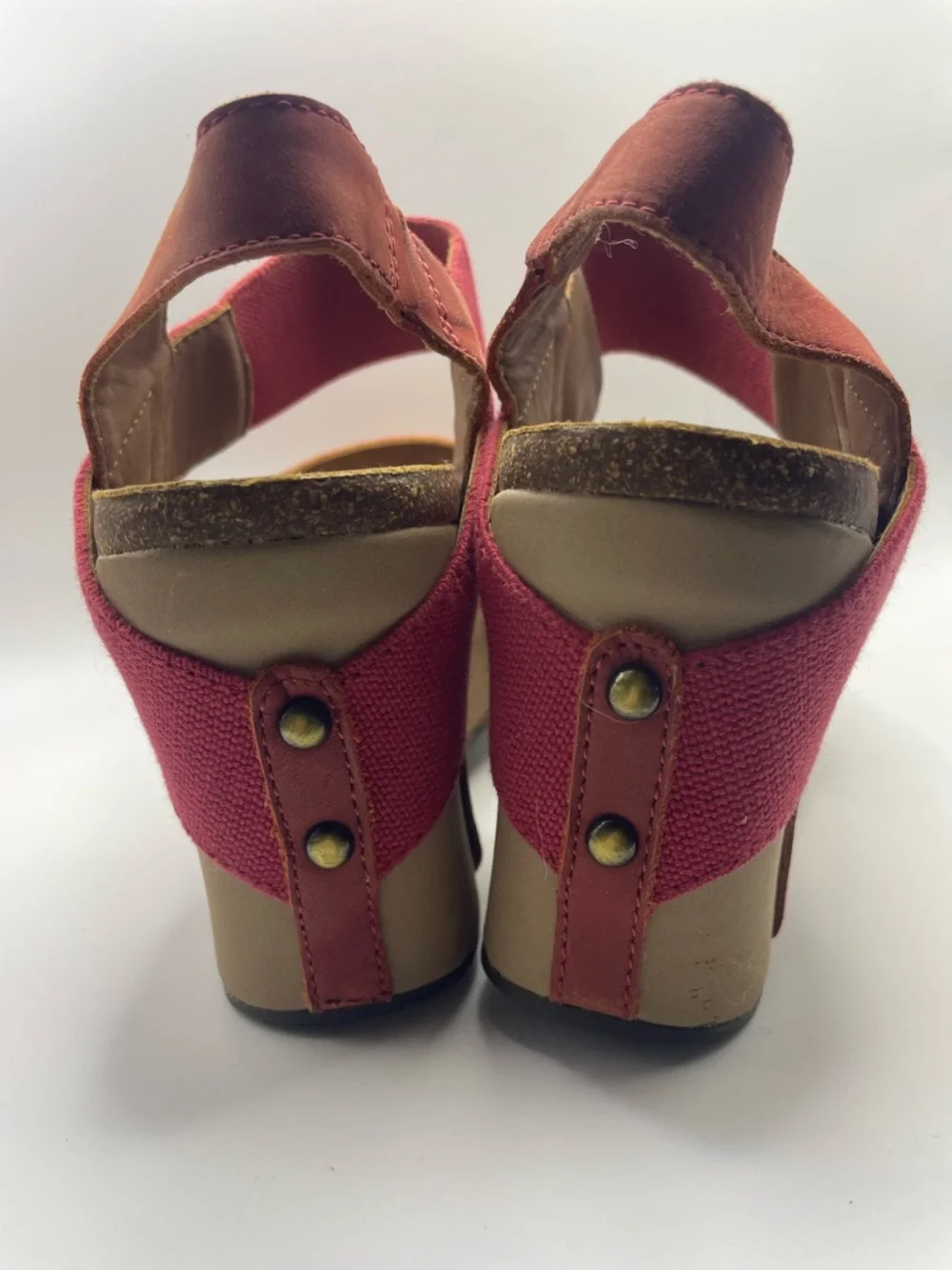 Women’s Brick Red Platform Wedge Sandals with Elastic Strap